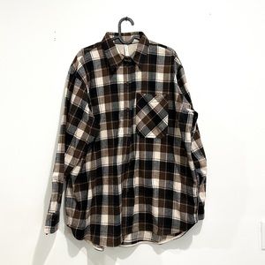 Rich Mocha Brown Plaid Button Up
